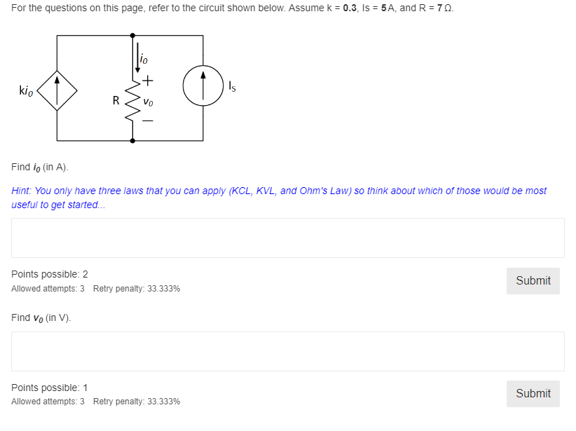Solved For the questions on this page, refer to the circuit | Chegg.com