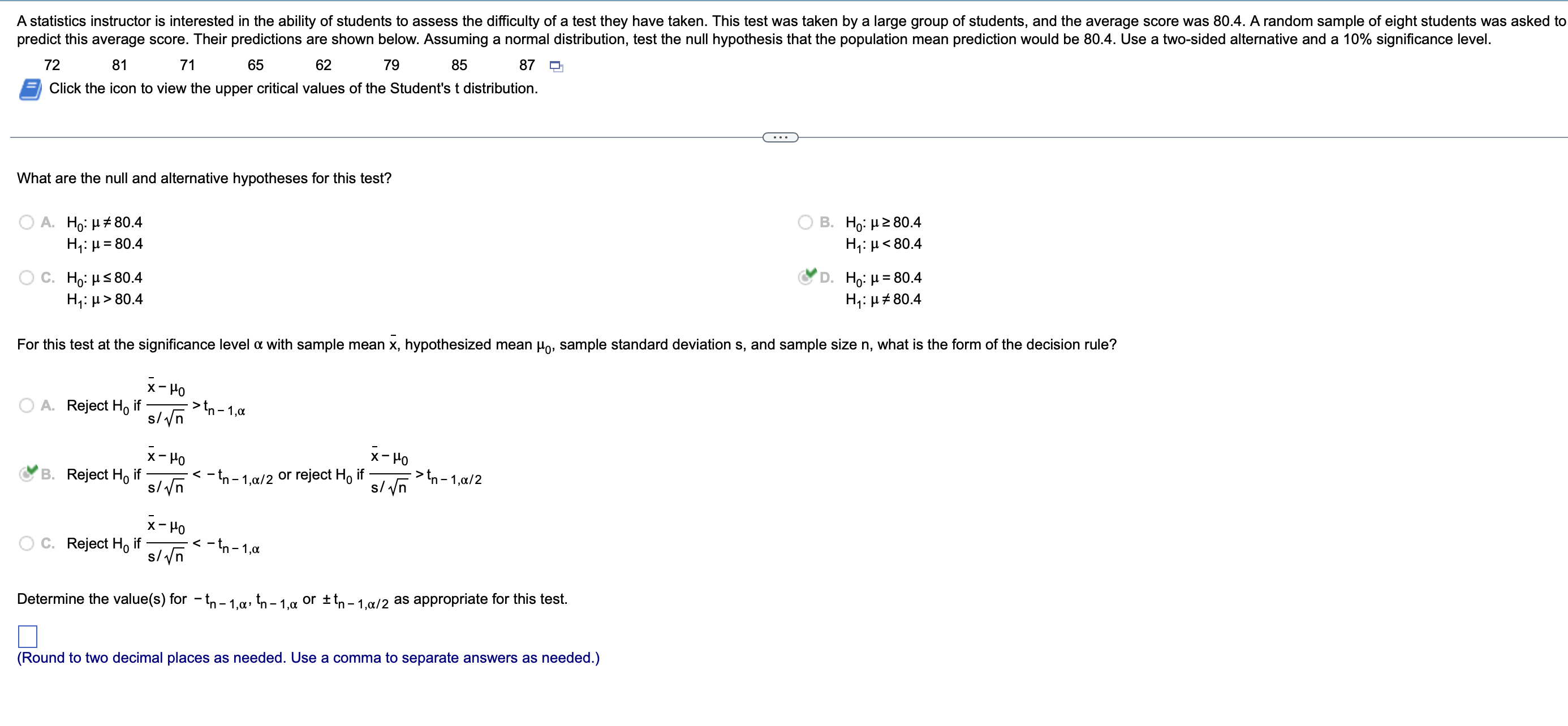 Solved 7281Click the icon to view the upper critical values | Chegg.com