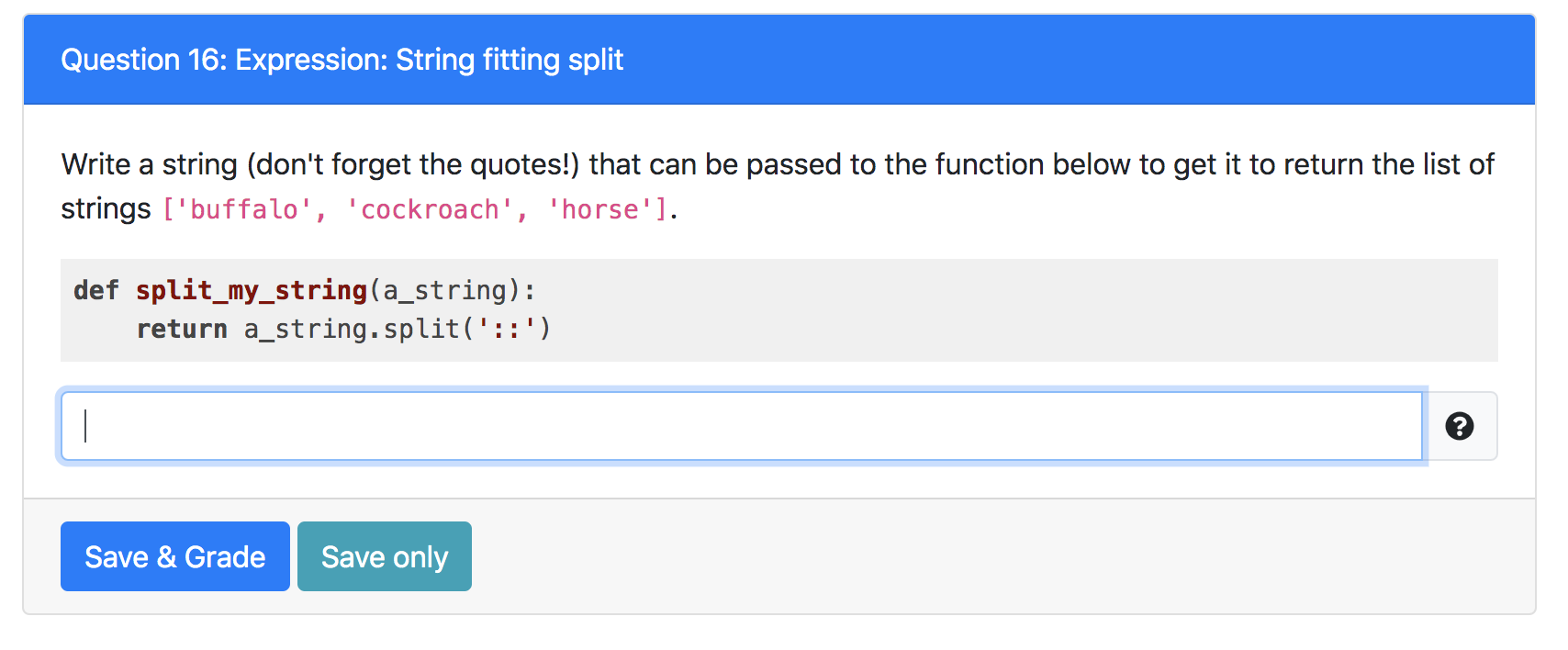 Solved Question 16: Expression: String Fitting Split Write A | Chegg.com