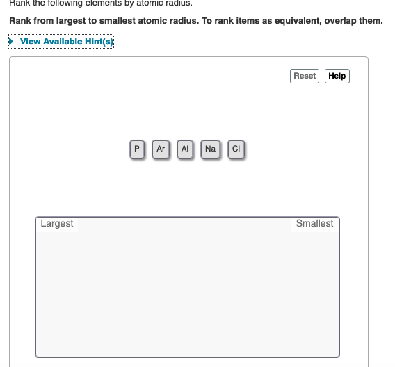 Solved Rank the following elements by atomic radius Rank | Chegg.com