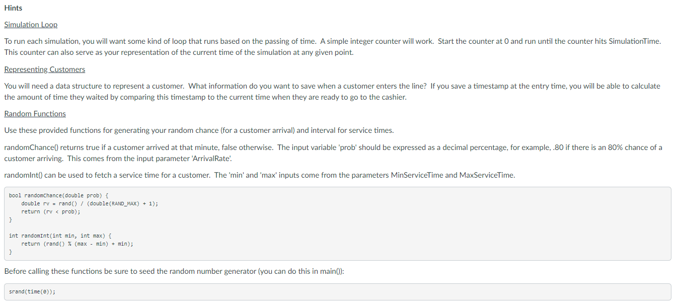 Assignment Write a program that simulates the | Chegg.com