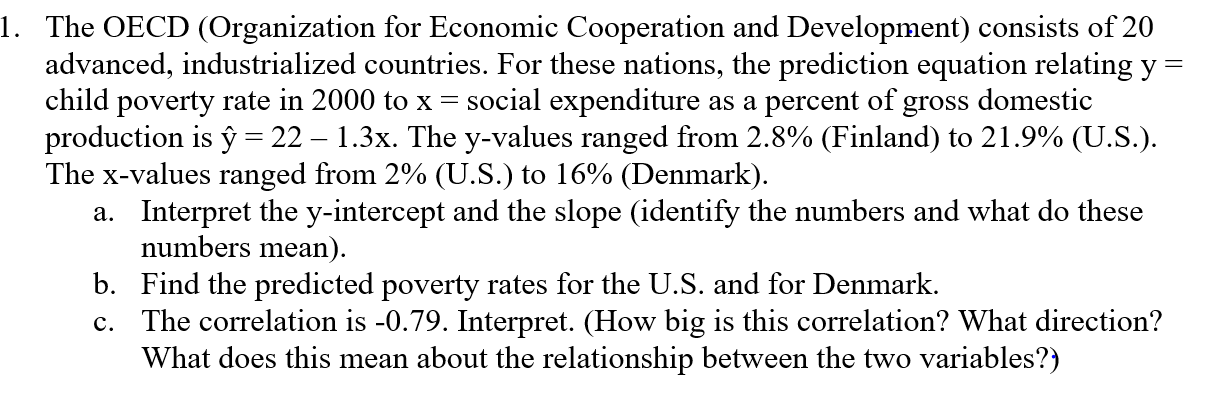 Solved 1. The OECD (Organization for Economic Cooperation | Chegg.com