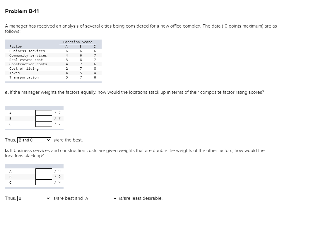 Solved Problem 8-11 A manager has received an analysis of | Chegg.com