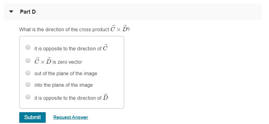 Solved M Review Evaluate the cross products A x B and C xD | Chegg.com