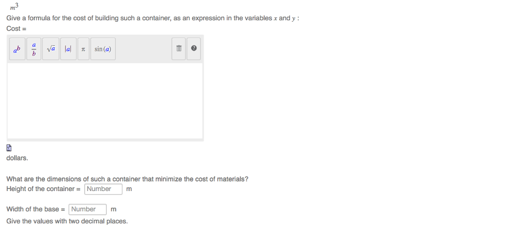 Solved 2x We are looking to build a rectangular container, | Chegg.com