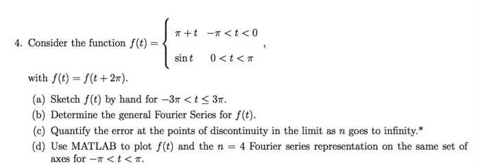 Solved 4. Consider the function f(t) sin t 0 | Chegg.com