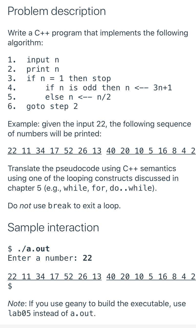 Solved 1. Problem Description Write a program that will