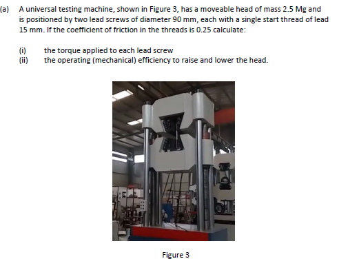 Solved (a) A universal testing machine, shown in Figure 3, | Chegg.com