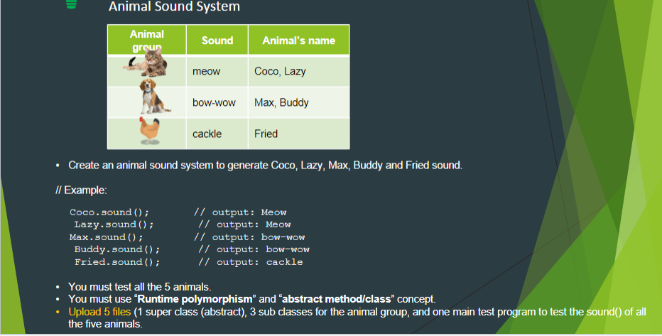 Solved dil Animal Sound System Animal groun Sound Animal's 