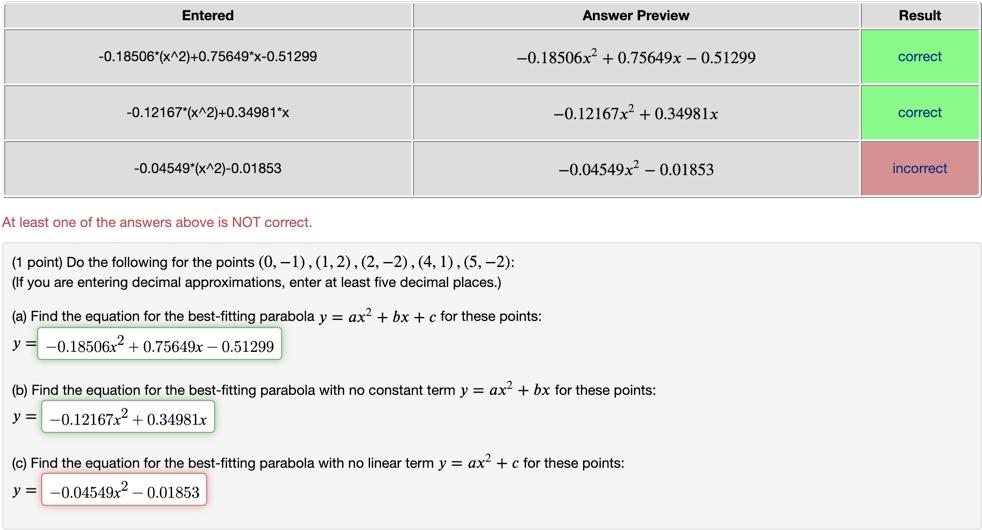 Solved Entered Answer Preview Result | Chegg.com