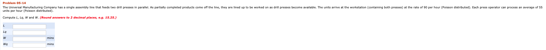 Solved Problem 05-14 The Universal Manufacturing Company has | Chegg.com