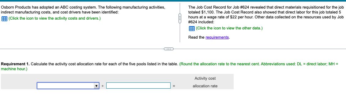 Solved Requirement 1. Calculate the activity cost allocation | Chegg.com