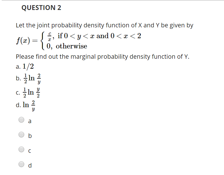 Solved QUESTION 2 Let the joint probability density function | Chegg.com