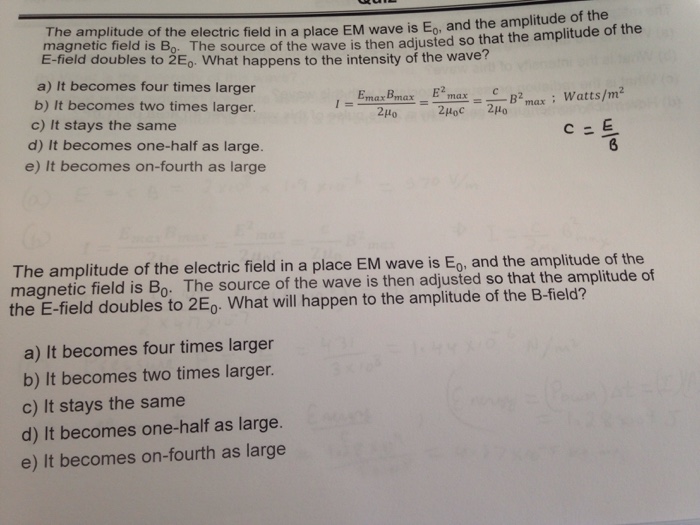Solved The amplitude of the electric field in a place EM | Chegg.com