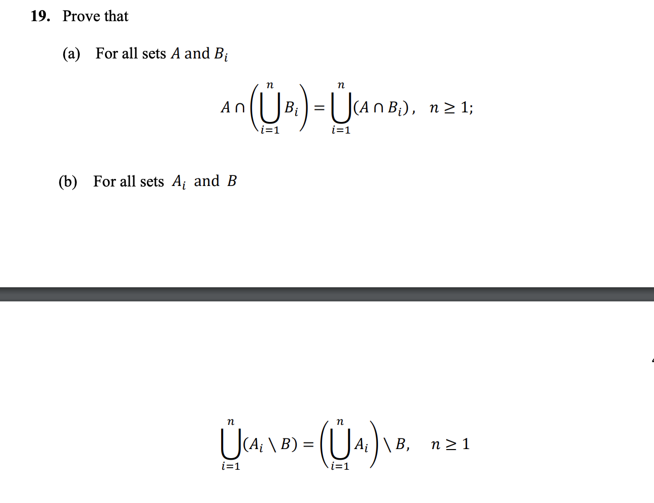 Solved 19. Prove that (a) For all sets A and Bi An (UB) | Chegg.com