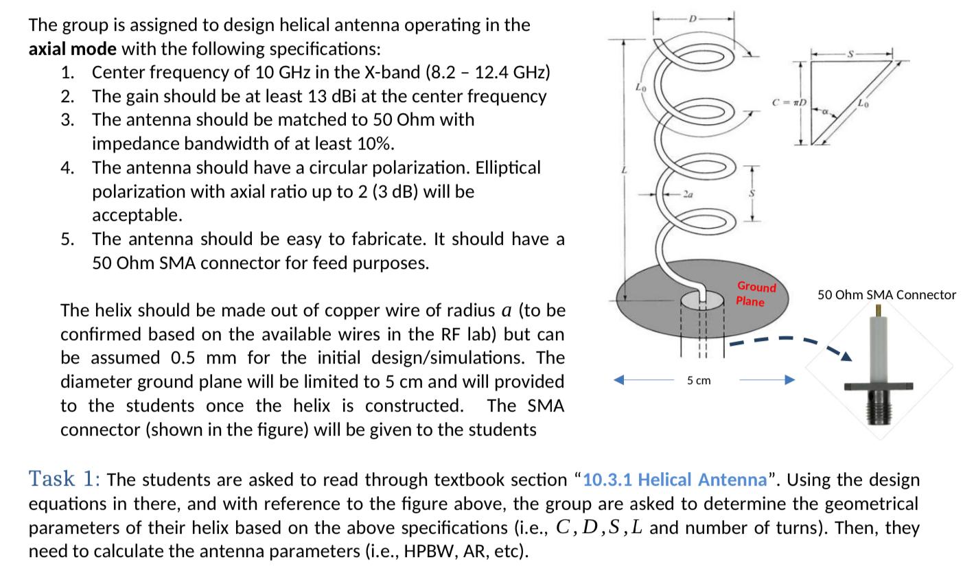 CD LO The group is assigned to design helical antenna