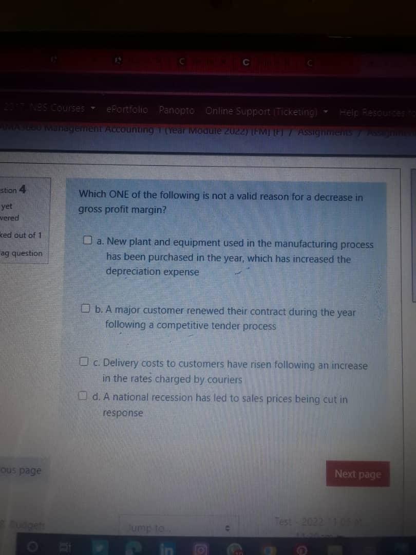 Solved Which ONE of the following is not a valid reason for | Chegg.com