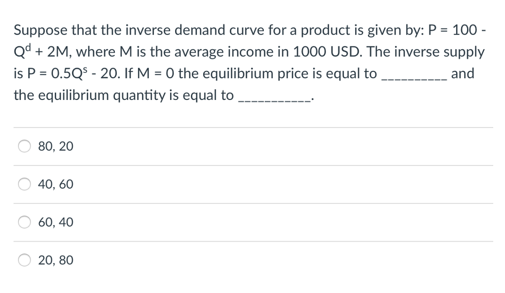 Solved How Would You Develop A Demand Function And Inverse Or Cheggcom