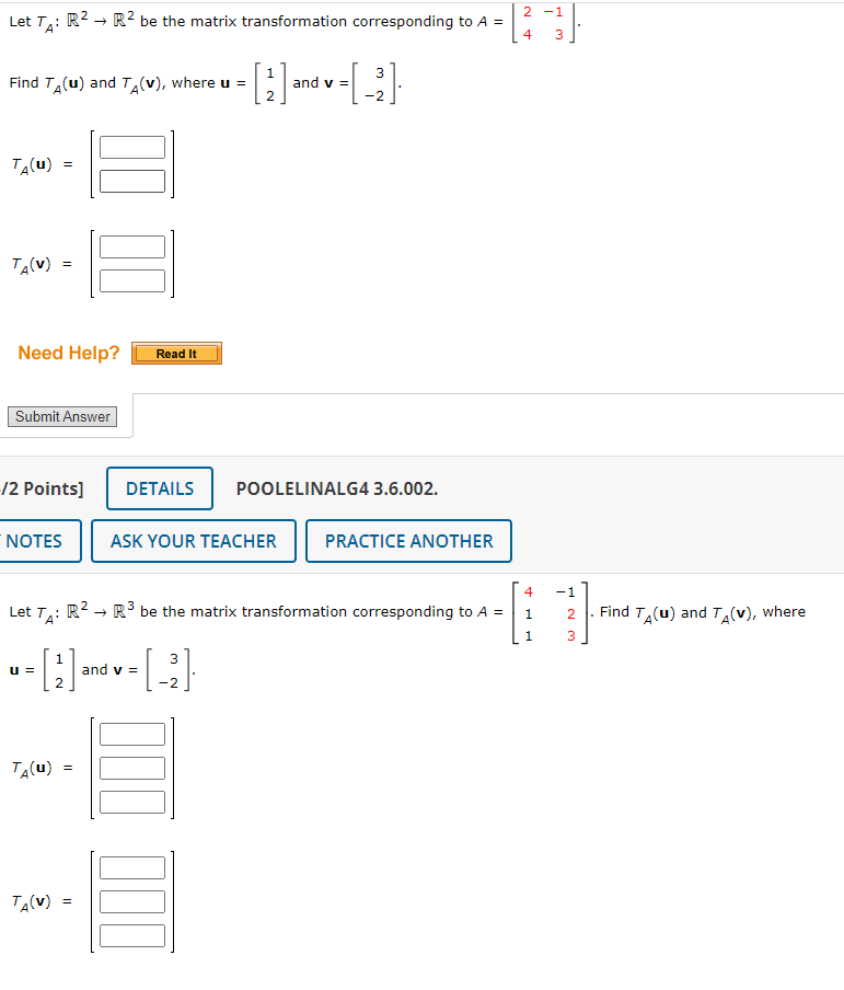 Solved 2 - 1 Let Ta: R2 + R2 Be The Matrix Transformation 