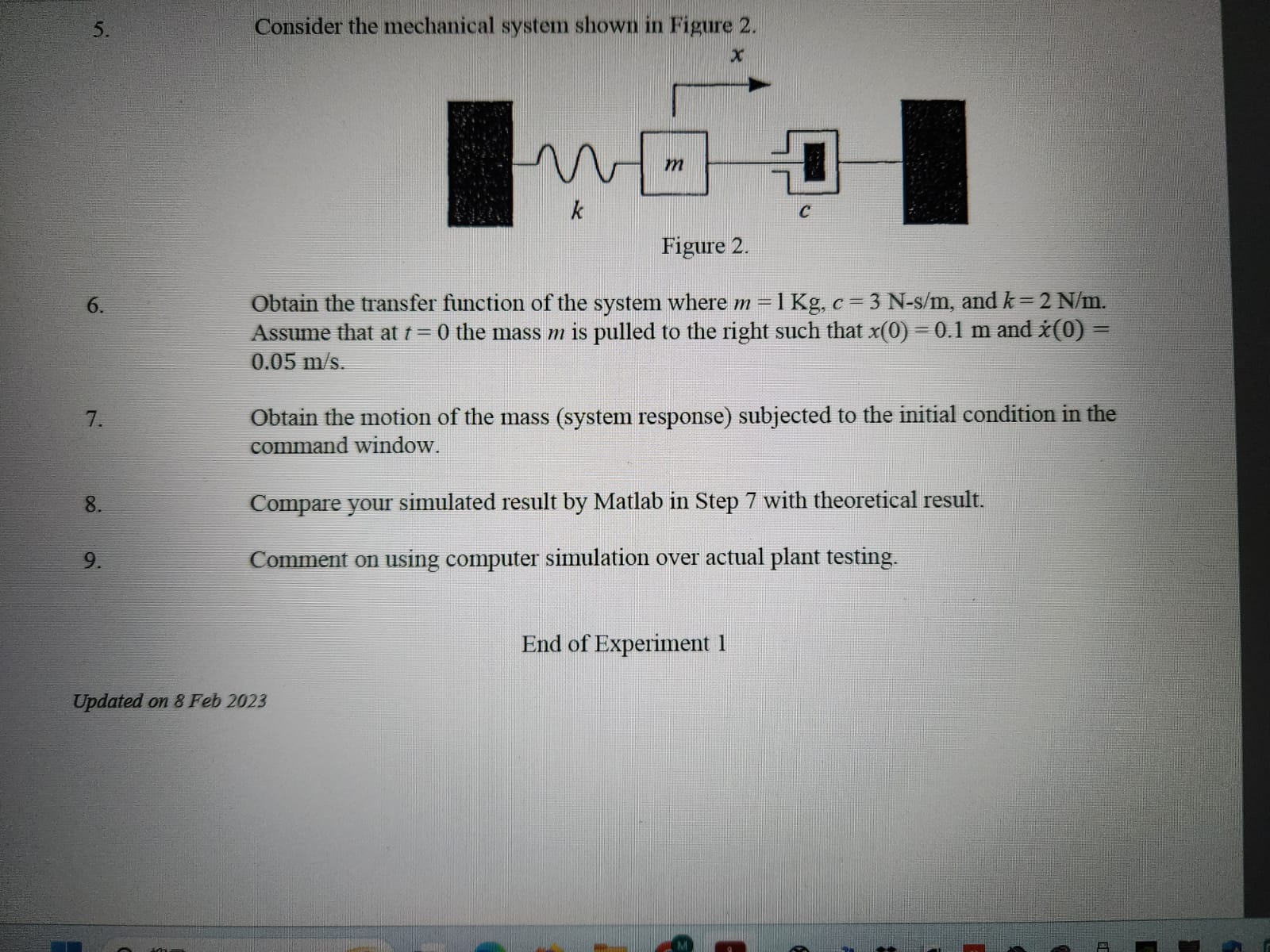 Solved 5. Consider the mechanical system shown in Figure 2. | Chegg.com