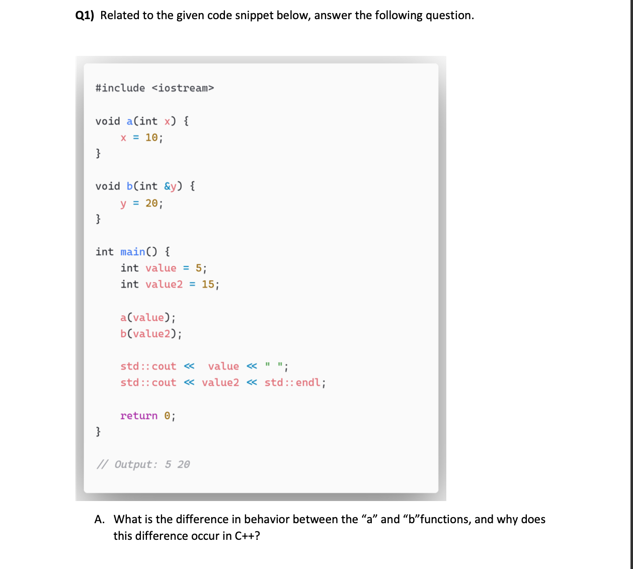 Solved Related To The Given Code Snippet Below, Answer The | Chegg.com