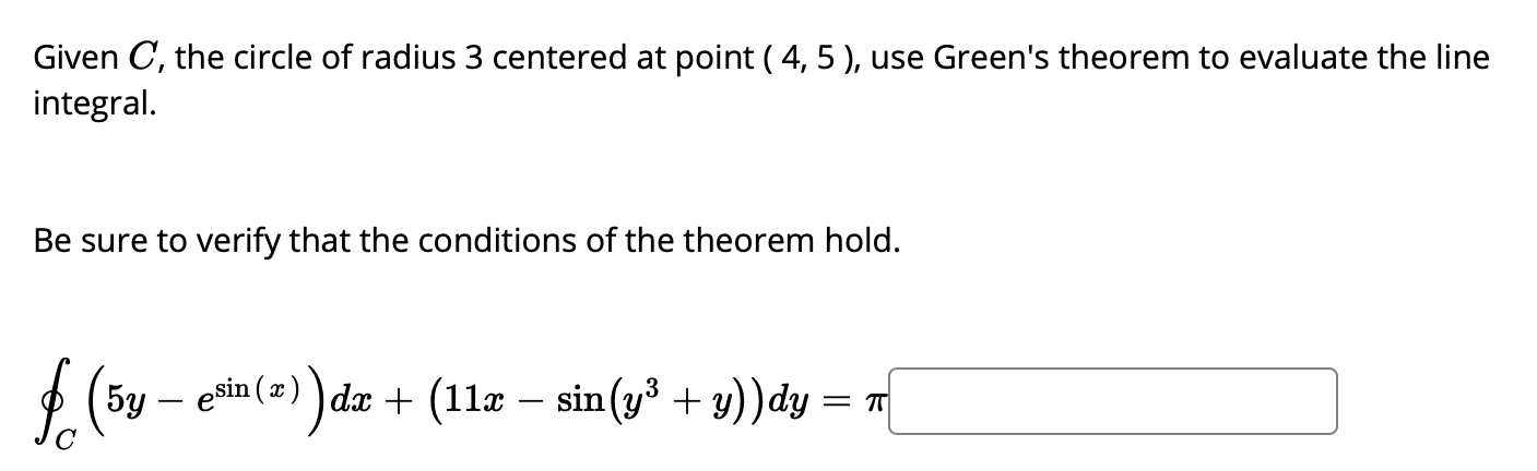 Solved Given C, the circle of radius 3 centered at point | Chegg.com
