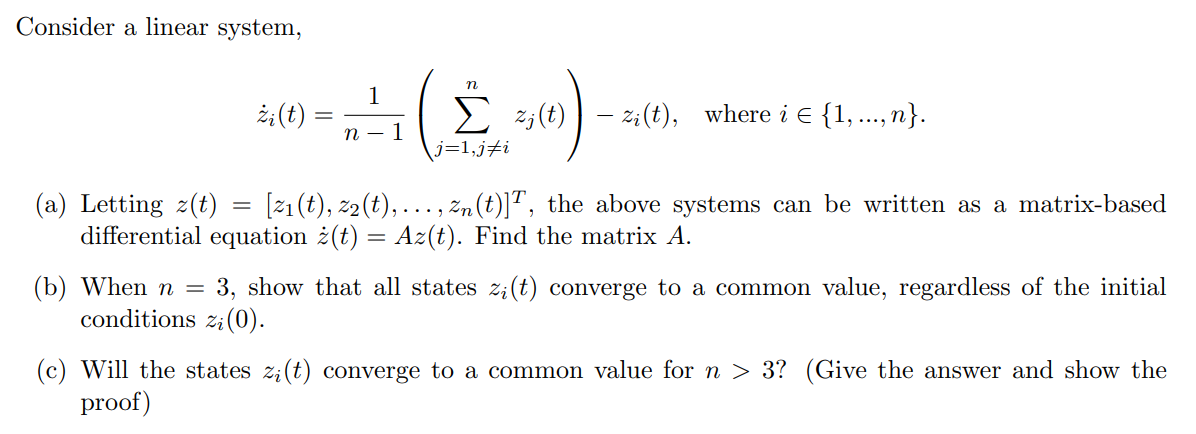 Solved Consider a linear system, | Chegg.com