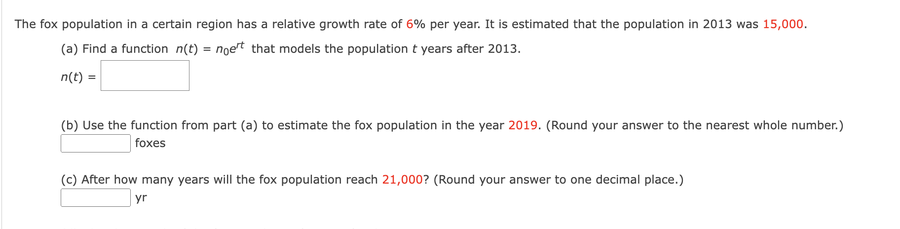 Solved he fox population in a certain region has a relative | Chegg.com