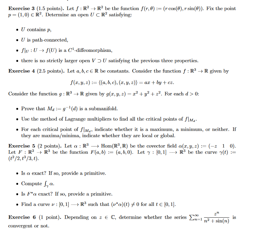 Solved Exercise 3 (1.5 points). Let f:R2→R2 be the function | Chegg.com