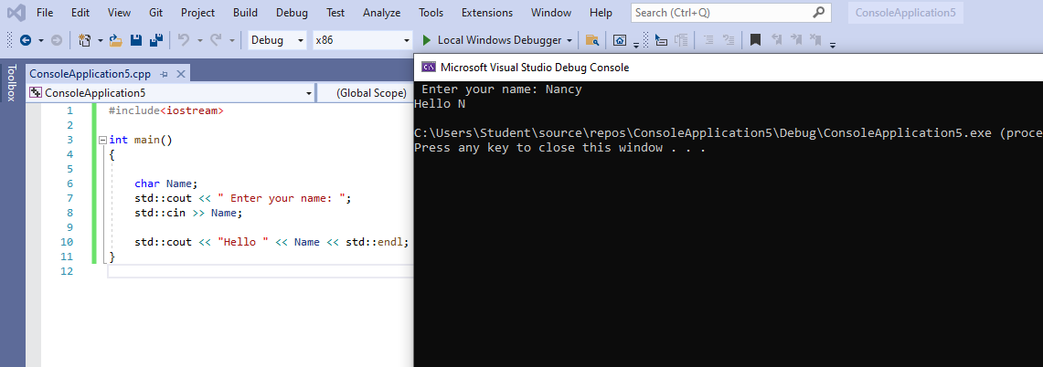 Solved Create a new C++ console application in Visual Studio 