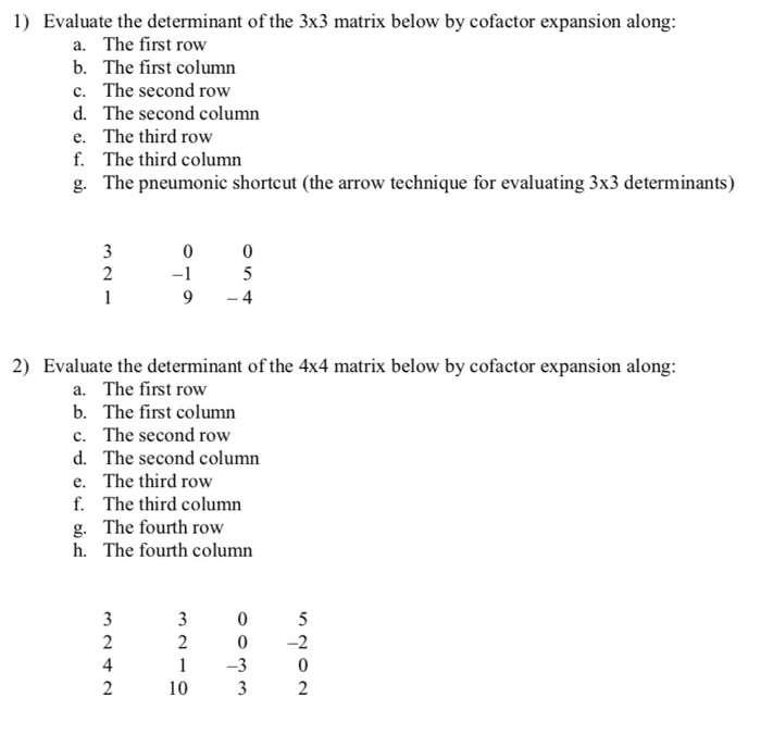 Solved 1 Evaluate the determinant of the 3x3 matrix below Chegg