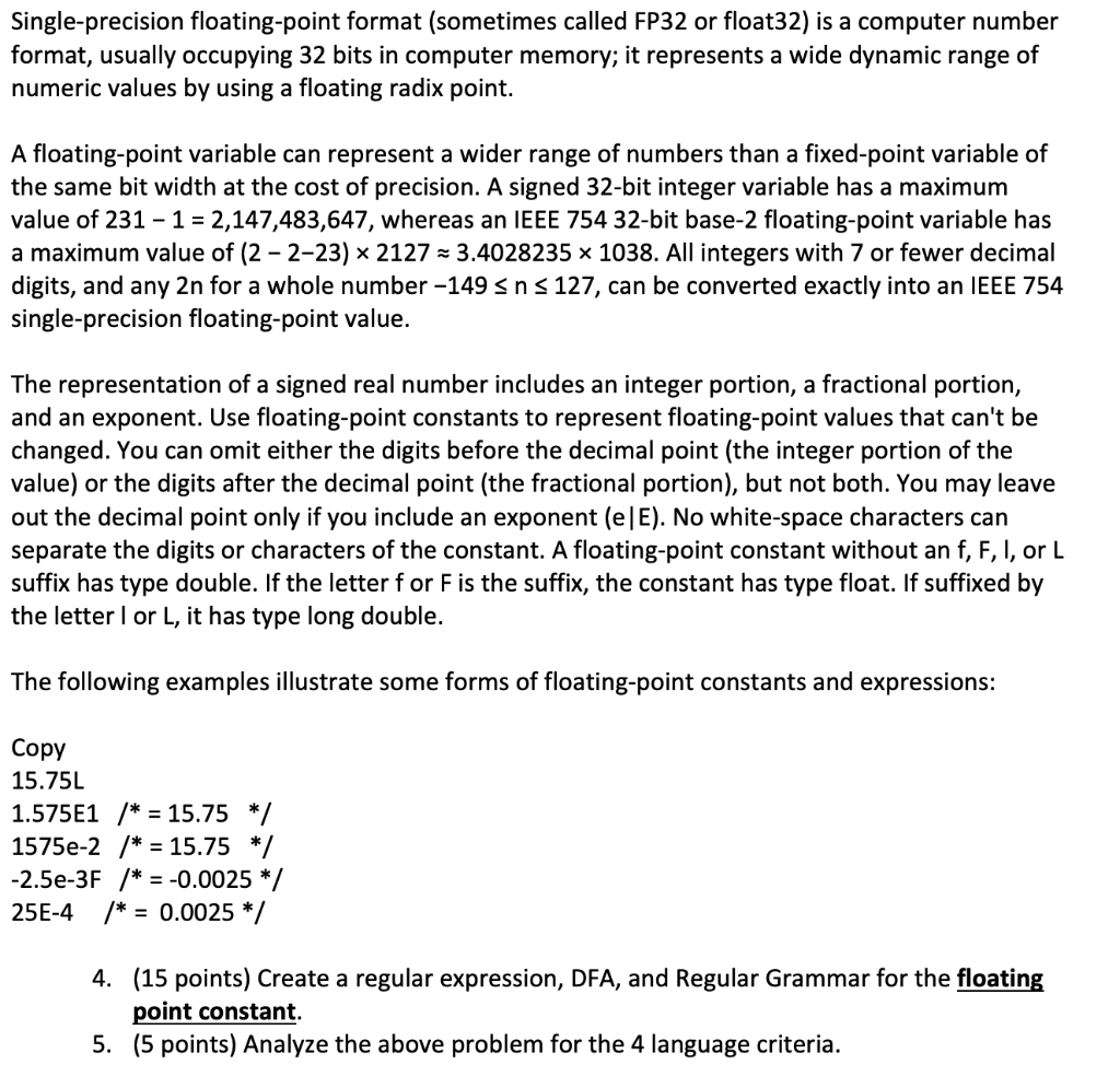 Solved Single-precision Floating-point Format (sometimes | Chegg.com