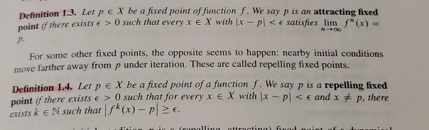 Solved Definition 1.3. Let pe X be a fixed point of function | Chegg.com