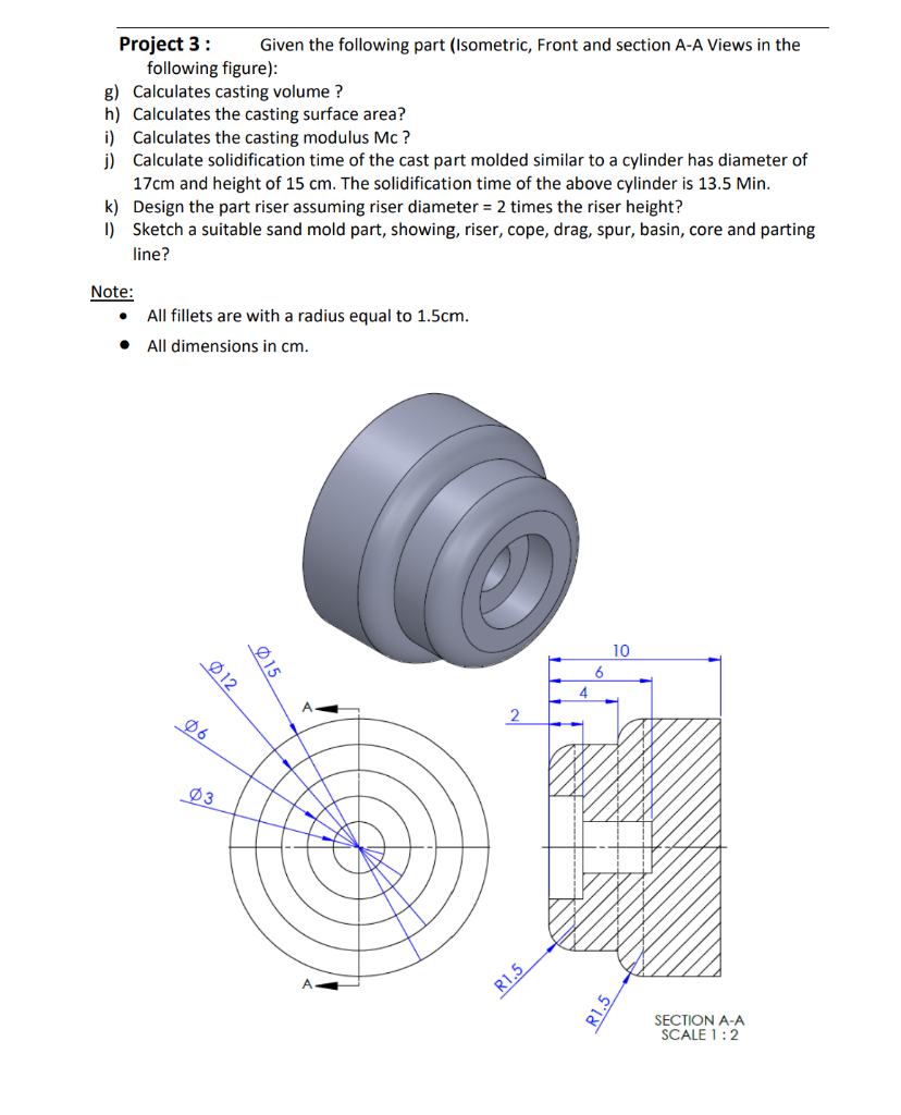 Solved Project 3 : Given the following part (Isometric, | Chegg.com