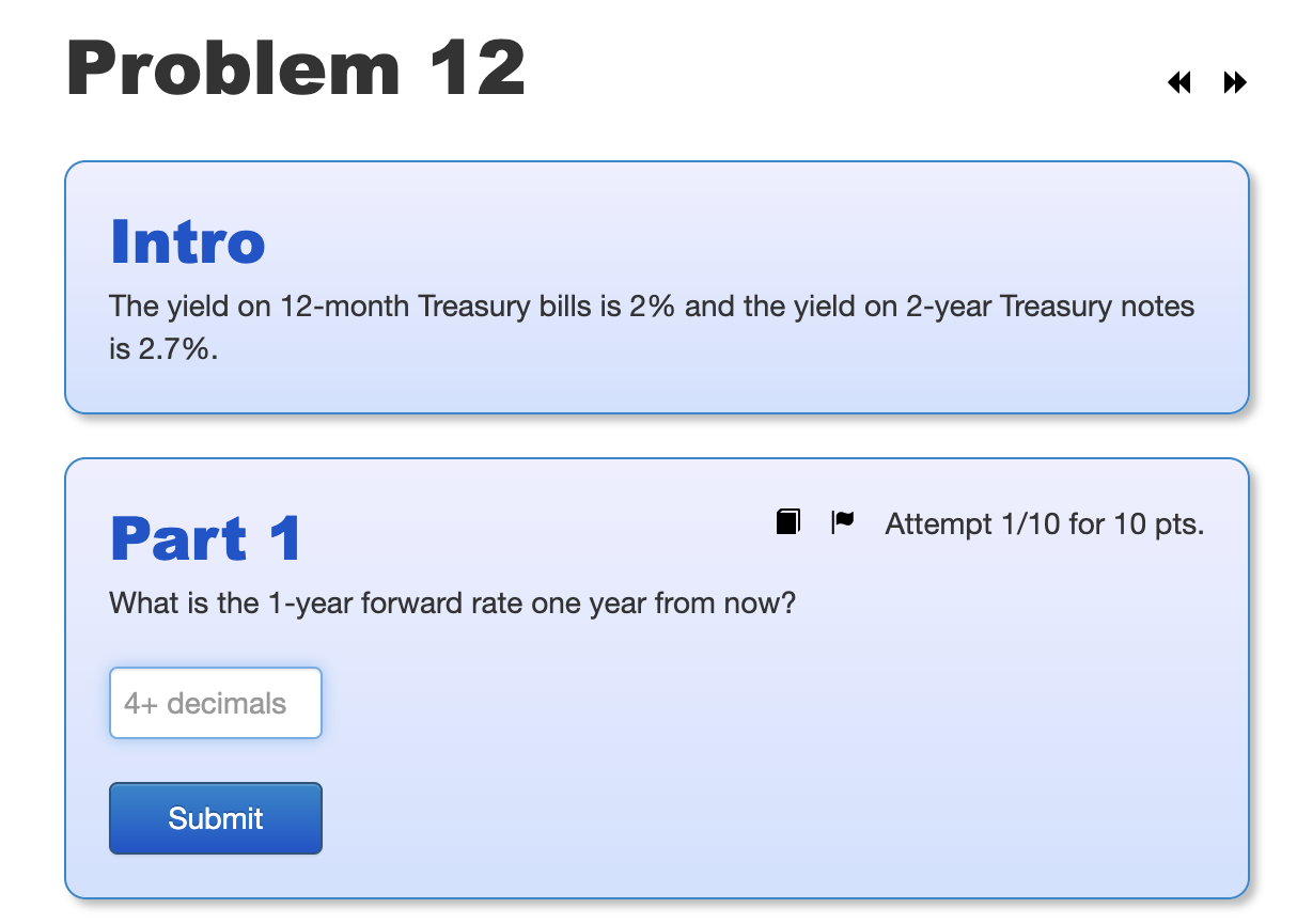 The yield on 12-month Treasury bills is 2% and the | Chegg.com