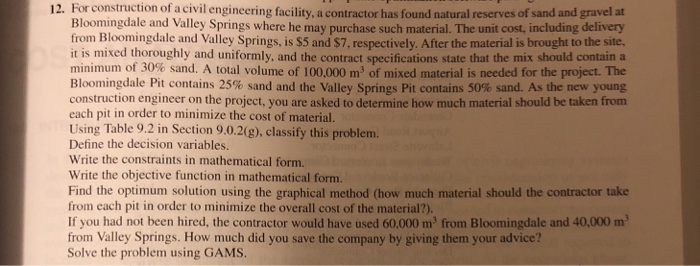 Solved 12. For construction of a civil engineering facility. | Chegg.com