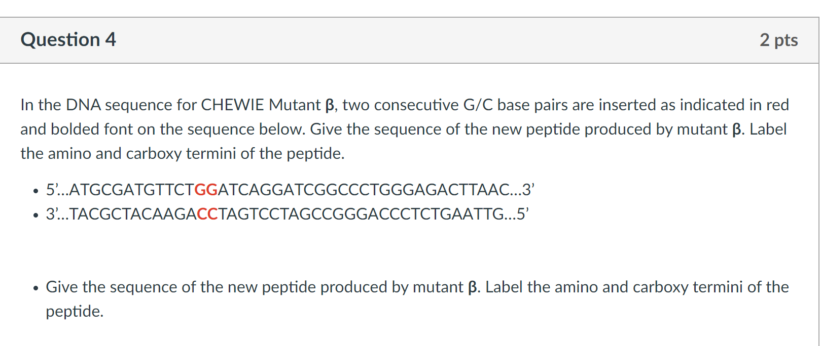 Solved Question 3 2 pts A scientist generates two different | Chegg.com