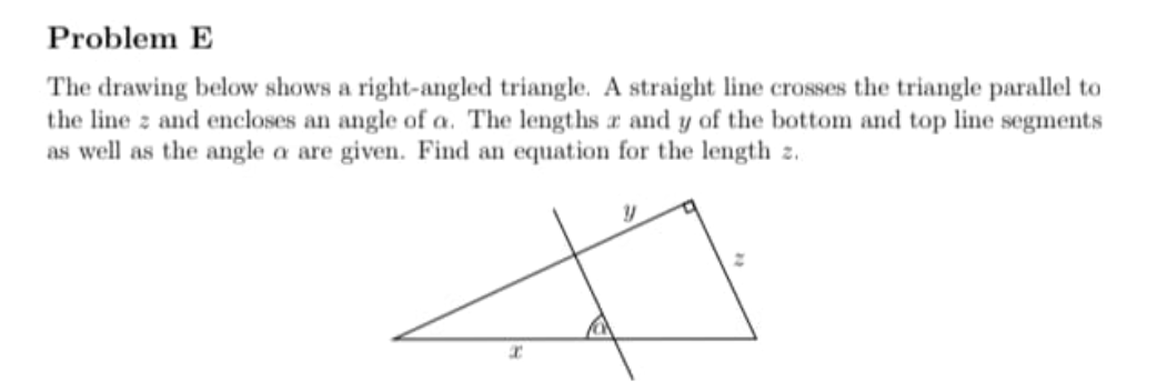 Solved Problem E The Drawing Below Shows A Right-angled | Chegg.com