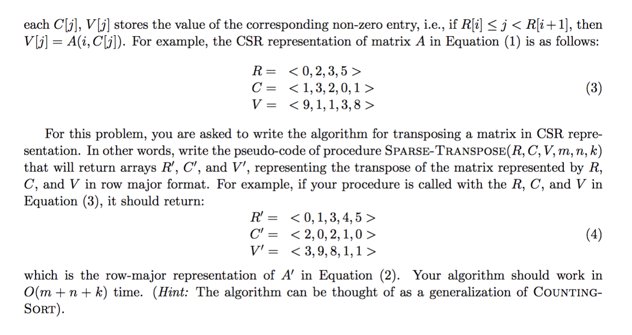 Solved Let A Be An M Matrix The Transpose Of A Is An Chegg Com