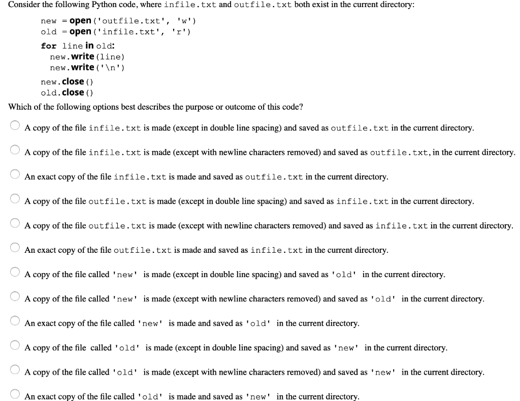 Solved Consider the following Python code, where infile.txt | Chegg.com