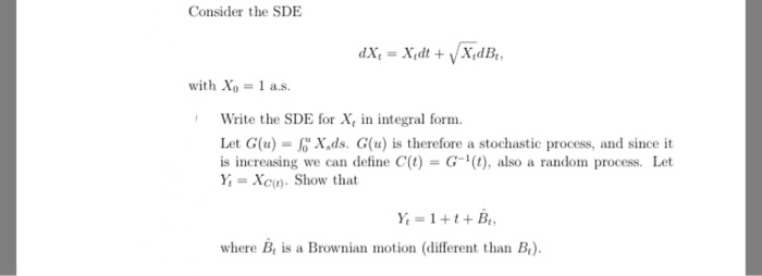 Stochastic Calculus Question | Chegg.com