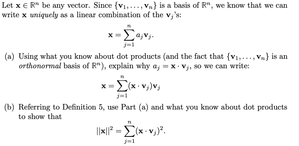 Solved Let X R N Be Any Vector Since V1 Vn Chegg Com