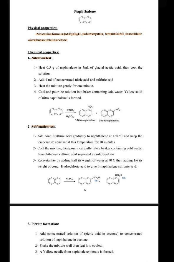 Solved Naphthalene Physical properties: Molecular formula | Chegg.com