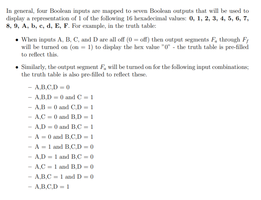 Solved In General, Four Boolean Inputs Are Mapped To Seven | Chegg.com