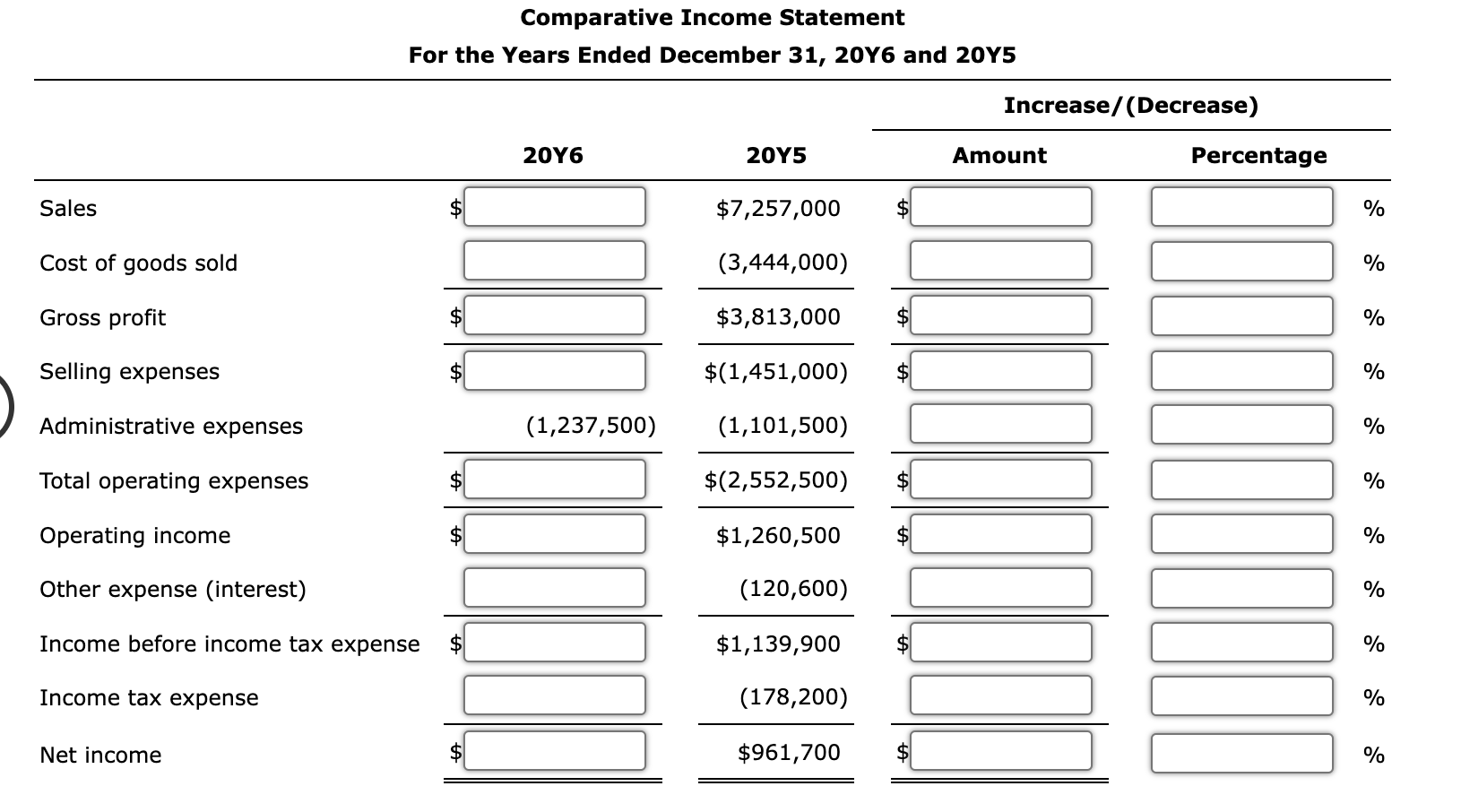 comparative-income-statement-use-the-following-chegg