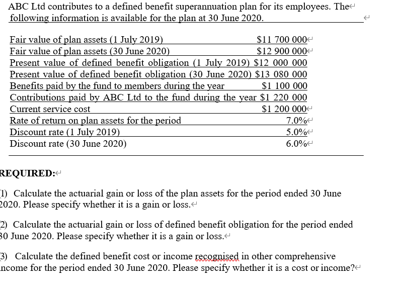 Solved ABC Ltd contributes to a defined benefit