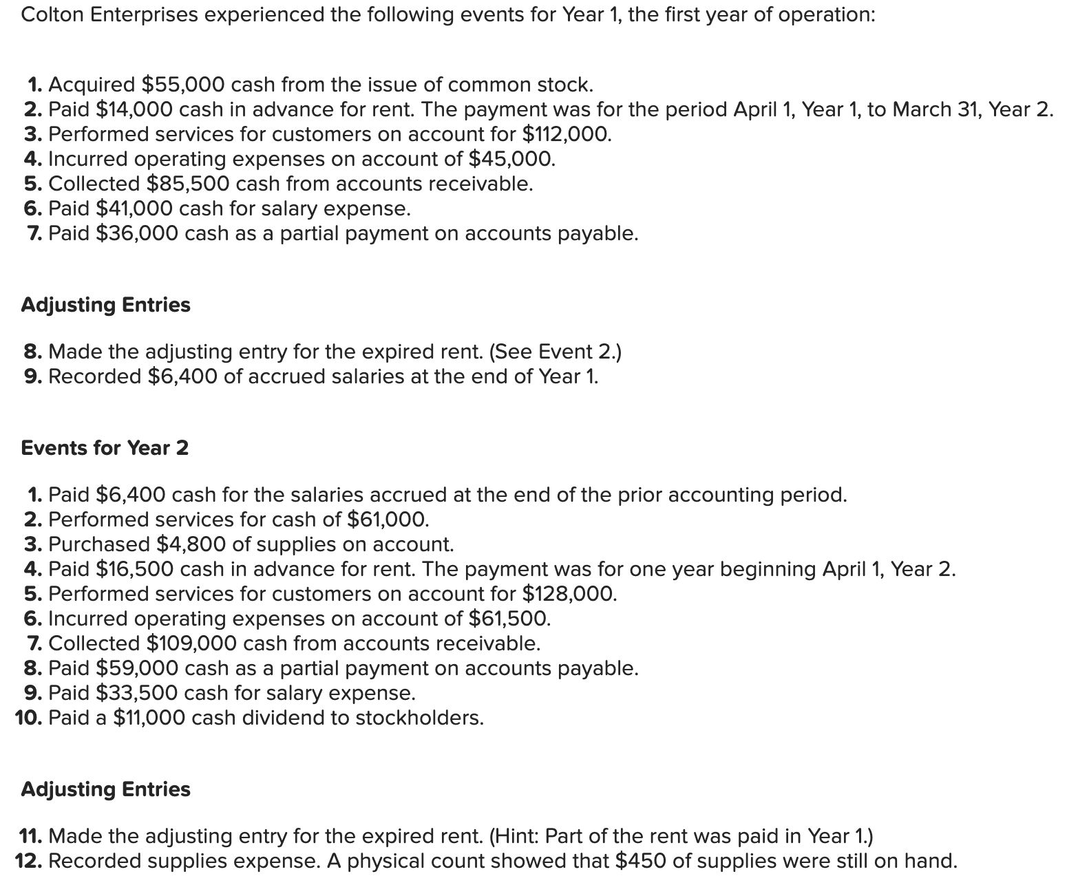 Solved a. Record the events and adjusting entries for Year 1 | Chegg.com