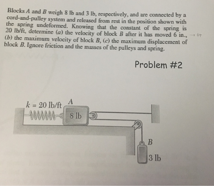 Solved Blocks A and B weigh 8 lb and 3 lb, respectively, and | Chegg.com