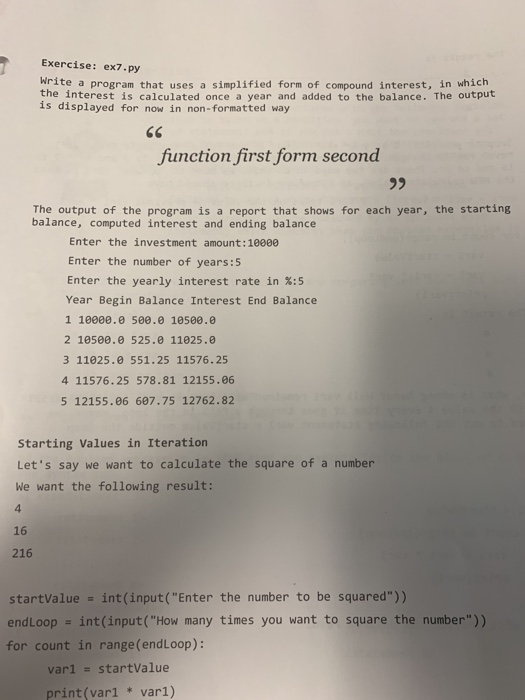 Solved Exercise: ex7-py Write a program that uses a | Chegg.com