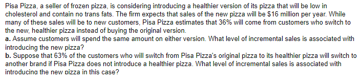 Solved Pisa Pizza, A Seller Of Frozen Pizza, Is Considering | Chegg.com